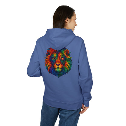 Bunter Löwen Hoodie (Rückenprint) – Psychedelischer Kapuzenpullover mit Tiermotiv – Unisex Streetwear im Boho & Festival Stil