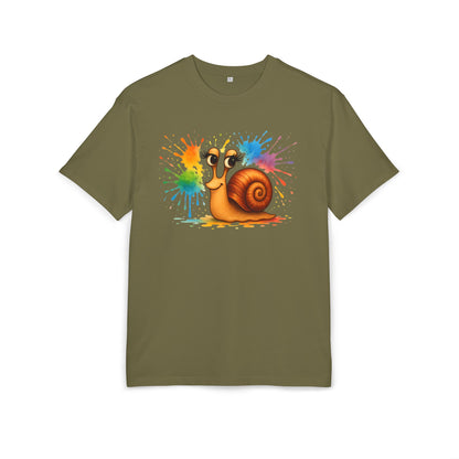 Bunte Schnecke T-Shirt (Brustprint) – Lustiges Unisex Shirt mit Farbklecks-Design für Tierfreunde & Kreative