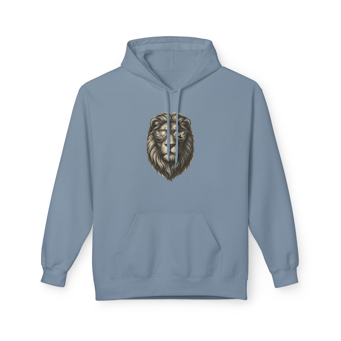 Löwe mit Sonnenbrille Hoodie (Brustprint) – Stylischer Unisex Kapuzenpullover mit Löwenmotiv für Tierfreunde & Streetwear-Fans