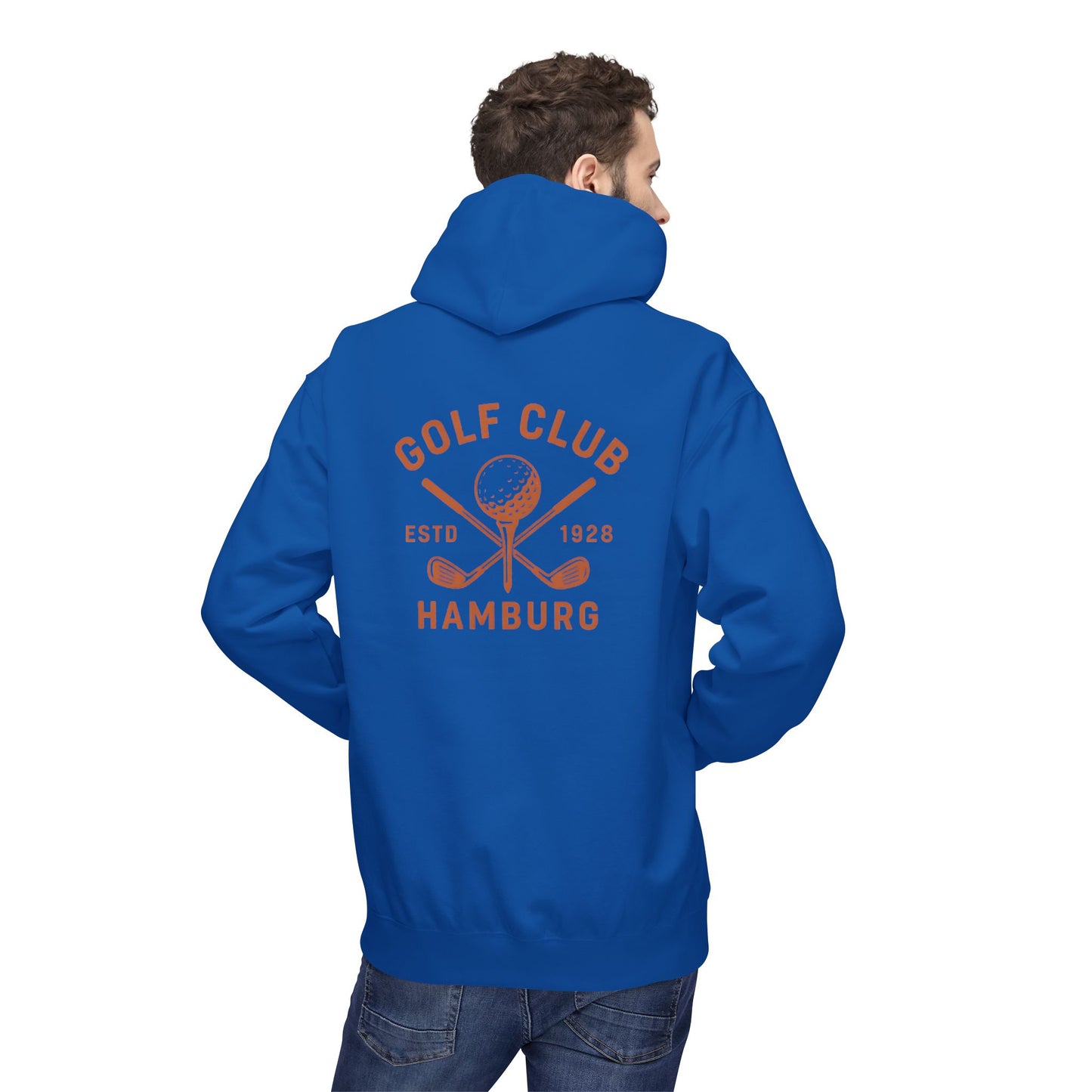 Vintage Golf Club Hamburg Hoodie (Rückenprint) – Retro Kapuzenpullover Estd. 1928 für Herren & Damen