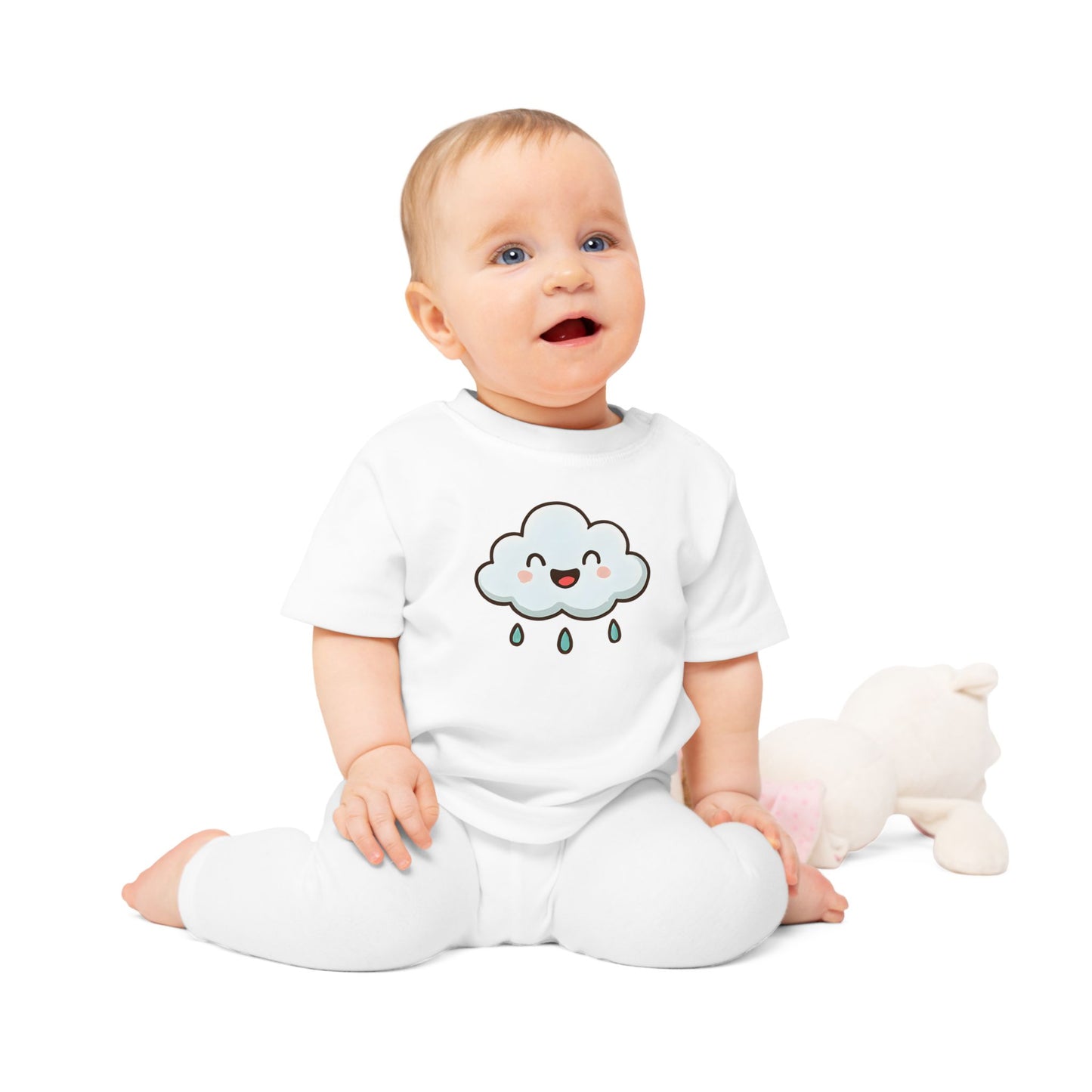 Baby T-Shirt „Happy Cloud“ – Niedliches Wolken-Motiv, Bio-Baumwolle, nachhaltige Babybekleidung für kleine Träumer