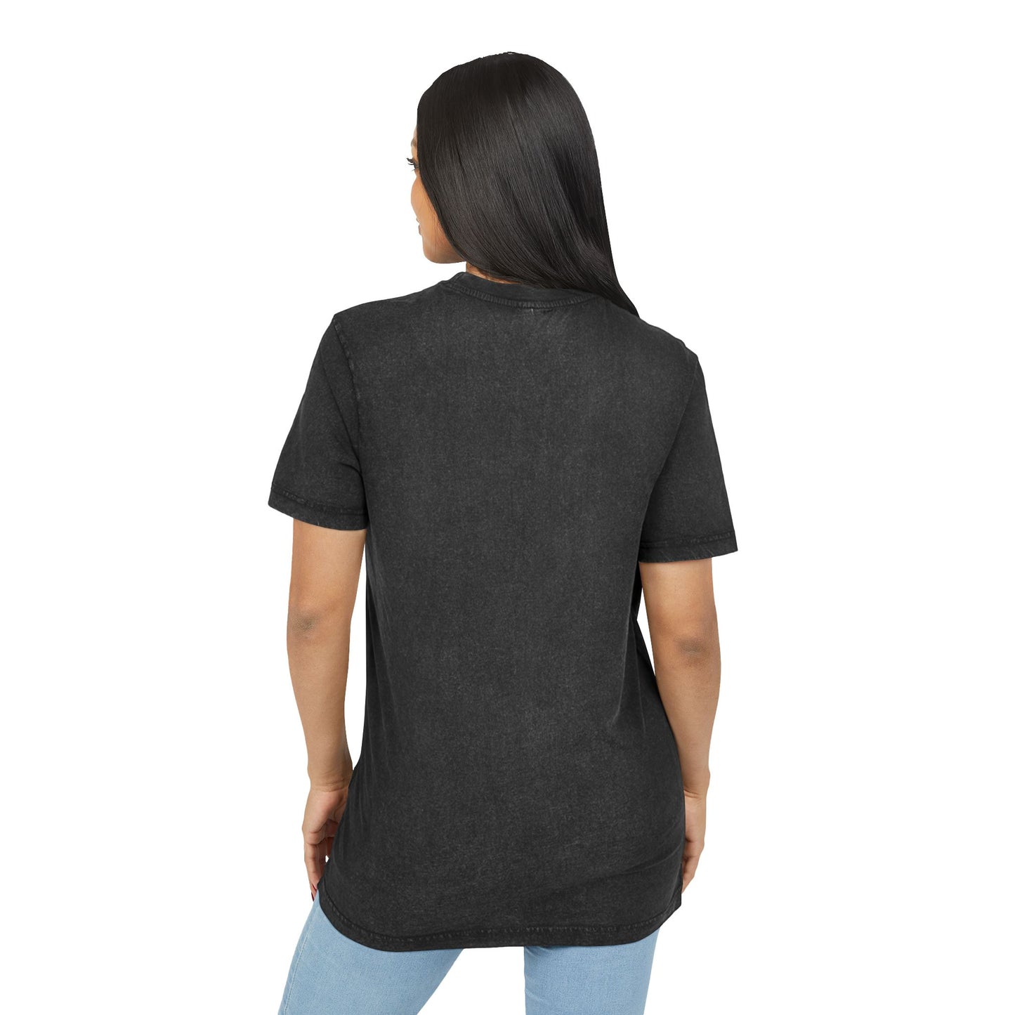 Dog print Vintage Style Acid Washed Round Neck Tee - Eco-Friendly T-Shirt, Everyday