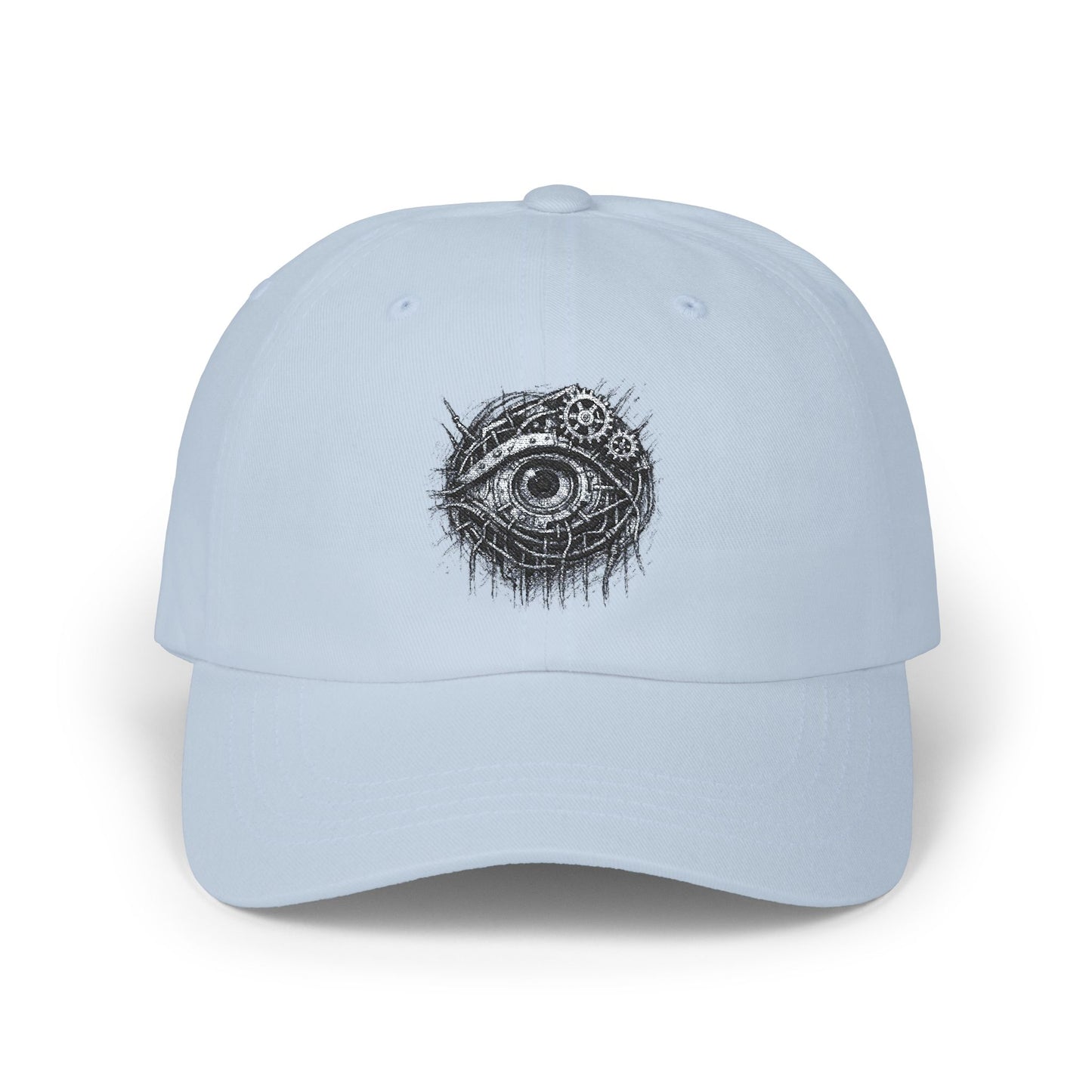 Biomechanisches Auge Cap – Cyberpunk Kappe mit Zahnrädern & Kabeln | Verstellbare Unisex Techwear Basecap