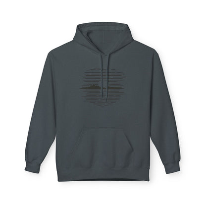 Unisex Hoodie mit Berg-Sonnenuntergang Design (Brustprint) – Minimalistischer Natur Pullover aus Baumwolle