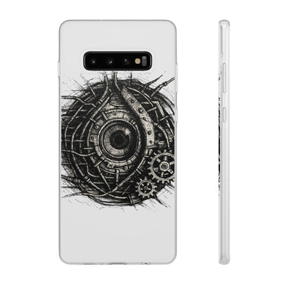 Biomechanisches Auge Handyhülle – Futuristisches Cyberpunk Design mit Zahnrädern & Kabeln | Schutzhülle für iPhone & Android