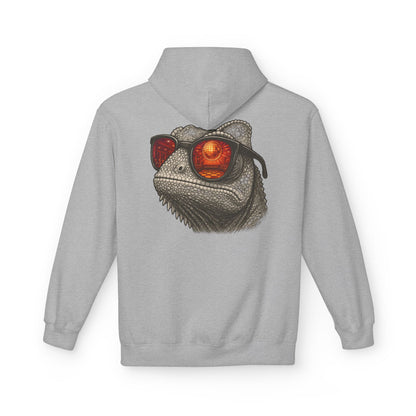 Chamäleon Hoodie Unisex (Rückenprint) – Retro Tiermotiv mit Sonnenbrille & Disco-Design – Lustiger Kapuzenpullover für Festival, Streetwear & Geschenkideen