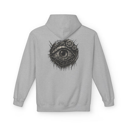 Biomechanisches Auge Hoodie Unisex – Cyberpunk Kapuzenpullover mit Zahnrädern & Kabeln | Futuristischer Techwear Look