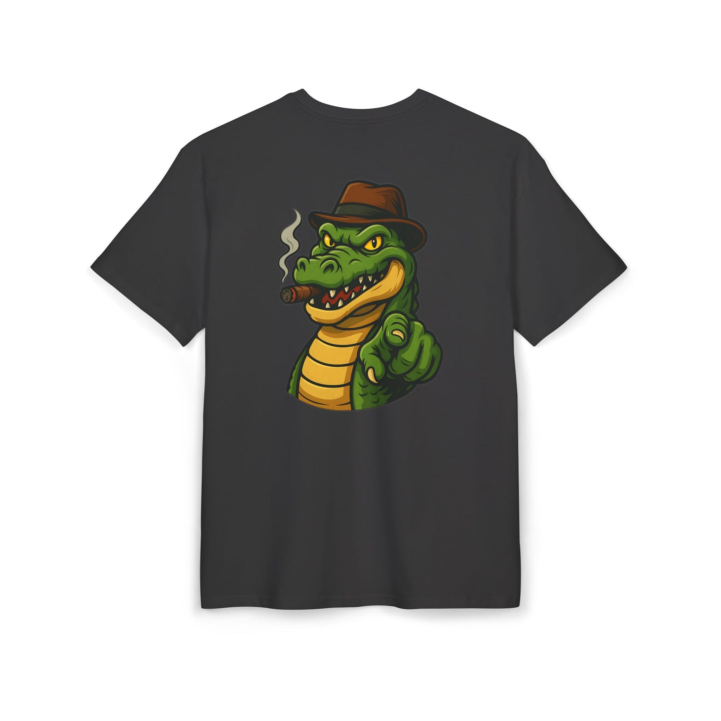 Gangster Alligator T-Shirt (Rückenprint) – Cooles Unisex Shirt mit Zigarren-Krokodil im Retro Comic Style