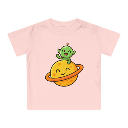 Baby T-Shirt „Space Buddy“ – Süßes Alien & Planet Motiv, Bio-Baumwolle, nachhaltige Weltraum-Babybekleidung