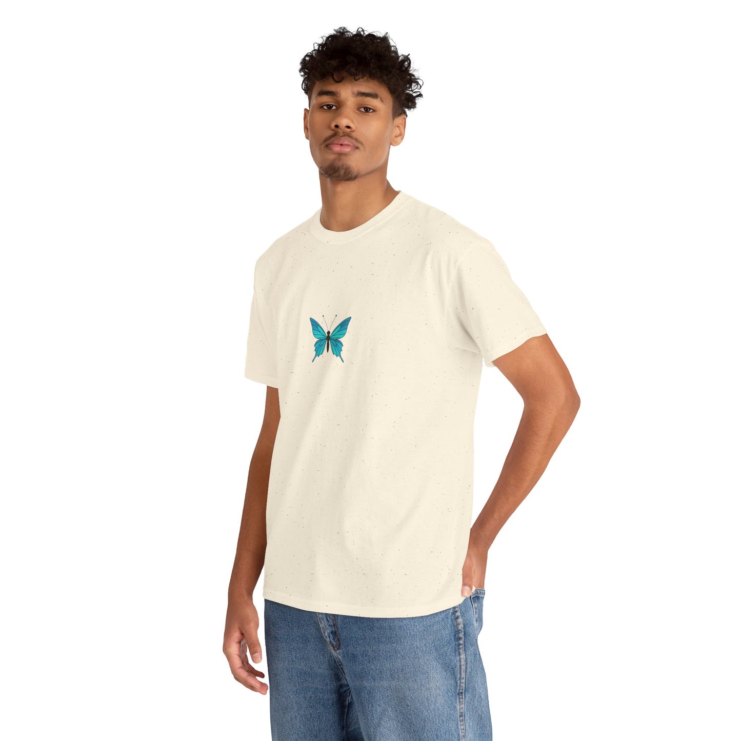 Blauer Schmetterling T-Shirt Unisex (Brustprint) – Farbintensives Butterfly Design | Natur-inspiriertes Shirt aus Baumwolle