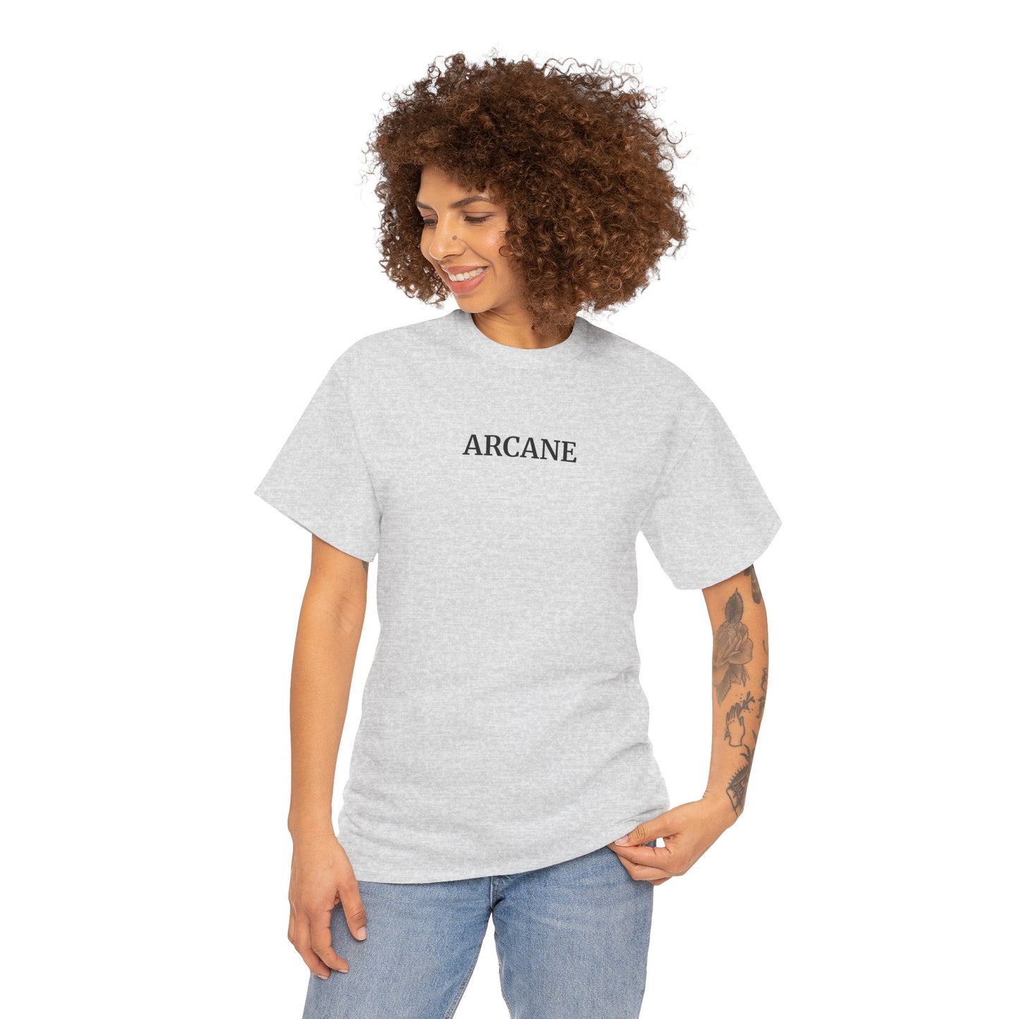 ARCANE T-Shirt (Brustprint) – Unisex Heavy Cotton Tee | Nachhaltige Streetwear aus 100% Baumwolle