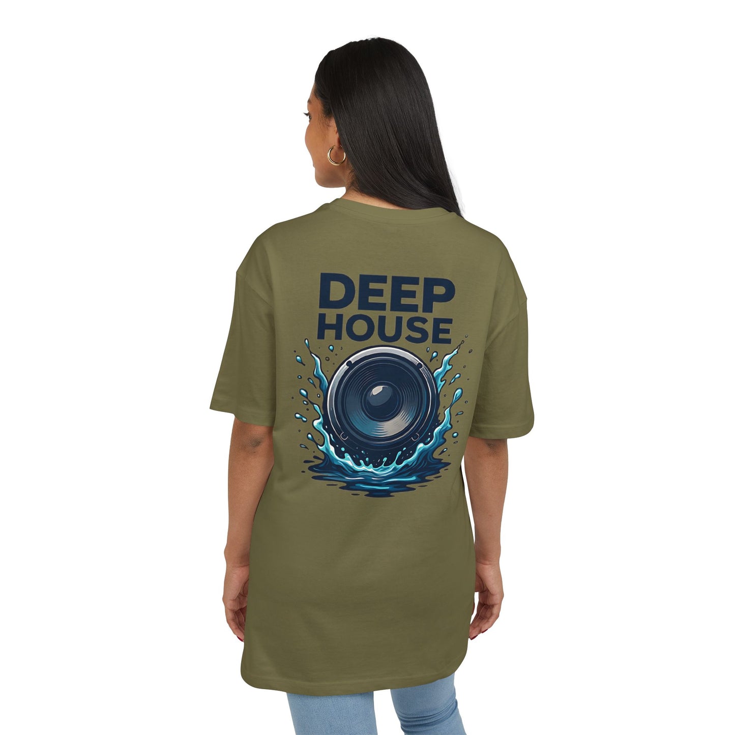 Deep House T-Shirt (Rückenprint) – Stylisches EDM Shirt mit Lautsprecher & Wasser Splash Motiv – Unisex Festival & Clubwear