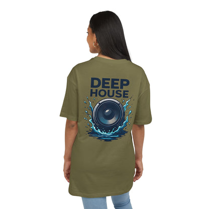 Deep House T-Shirt (Rückenprint) – Stylisches EDM Shirt mit Lautsprecher & Wasser Splash Motiv – Unisex Festival & Clubwear