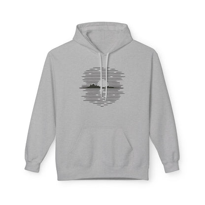 Unisex Hoodie mit Berg-Sonnenuntergang Design (Brustprint) – Minimalistischer Natur Pullover aus Baumwolle