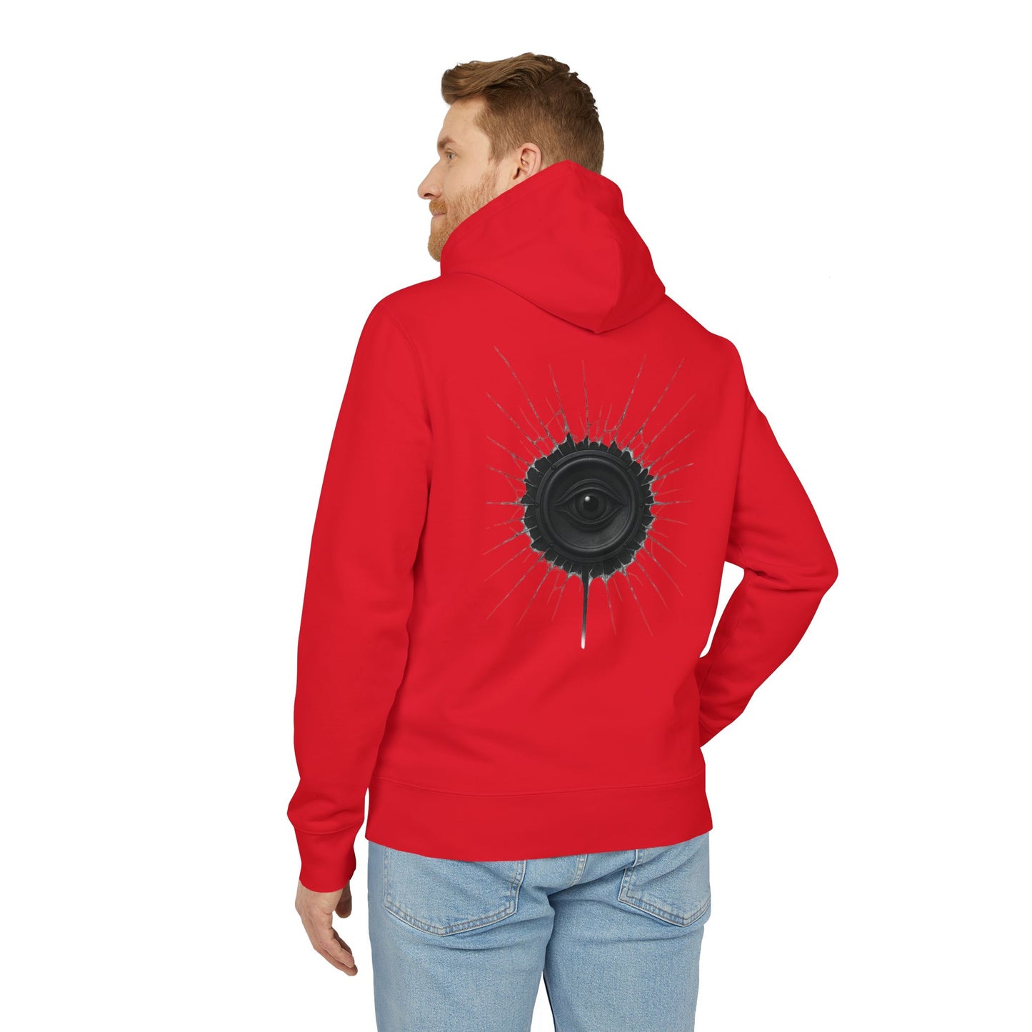 Surreal Sound Hoodie – Unisex Kapuzenpullover mit Lautsprecher-Auge Motiv im Black & White Kunststil