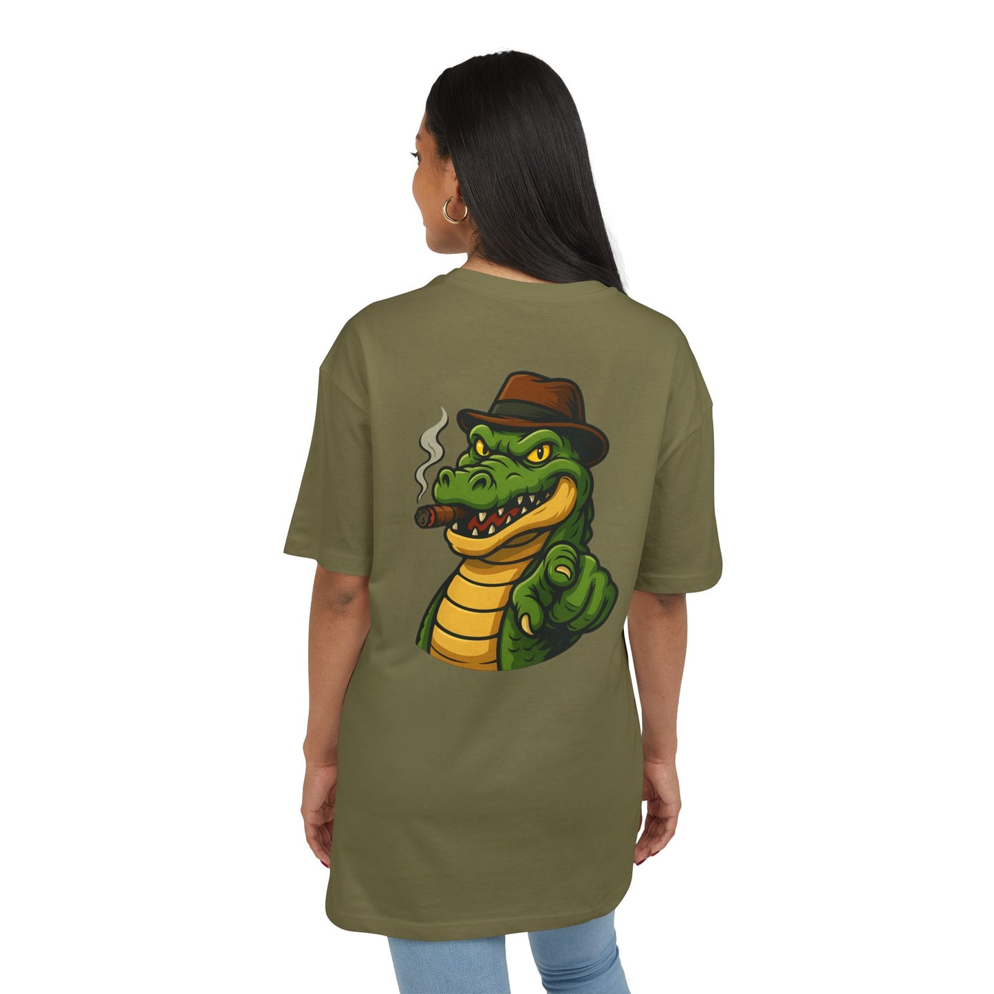 Gangster Alligator T-Shirt (Rückenprint) – Cooles Unisex Shirt mit Zigarren-Krokodil im Retro Comic Style