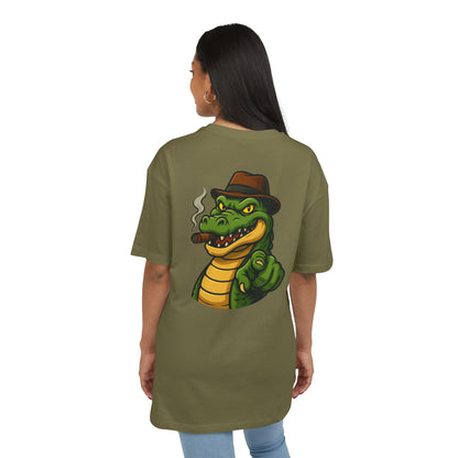 Gangster Alligator T-Shirt (Rückenprint) – Cooles Unisex Shirt mit Zigarren-Krokodil im Retro Comic Style