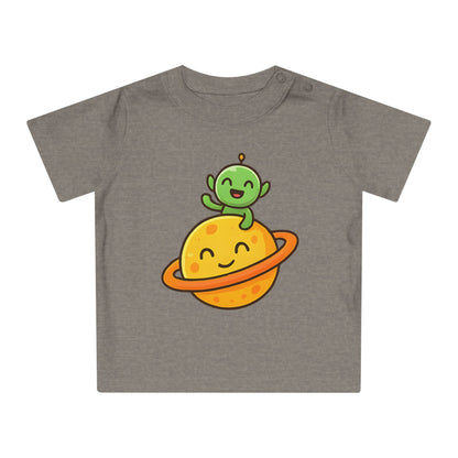 Baby T-Shirt „Space Buddy“ – Süßes Alien & Planet Motiv, Bio-Baumwolle, nachhaltige Weltraum-Babybekleidung