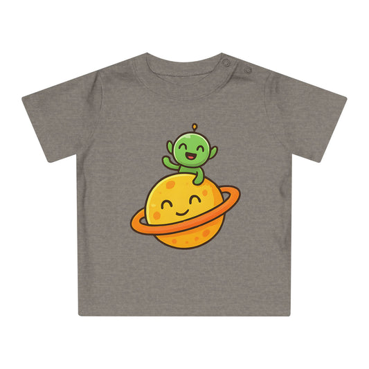 Baby T-Shirt „Space Buddy“ – Süßes Alien & Planet Motiv, Bio-Baumwolle, nachhaltige Weltraum-Babybekleidung