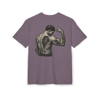 Biomechanik Muskel T-Shirt Unisex (Rückenprint) – Cyborg Body Design mit Zahnrädern & Maschinenstrukturen | Futuristisches Techwear Shirt für Fitness & Sci-Fi Fans
