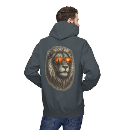 Löwen Hoodie Unisex (Rückenprint) – Stylischer Kapuzenpullover mit Sonnenbrillen-Löwe | Tiermotiv Streetwear für Damen & Herren