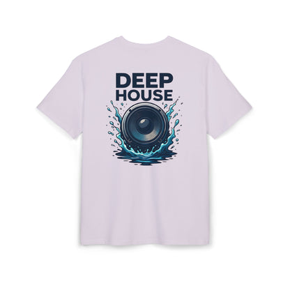 Deep House T-Shirt (Rückenprint) – Stylisches EDM Shirt mit Lautsprecher & Wasser Splash Motiv – Unisex Festival & Clubwear