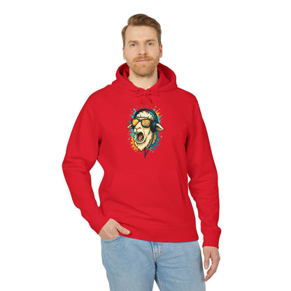 Lustiger Schaf Hoodie (Brustprint) – Unisex Kapuzenpullover mit Kopfhörer & Sonnenbrille – Musik Cartoon Streetwear für Tierfreunde