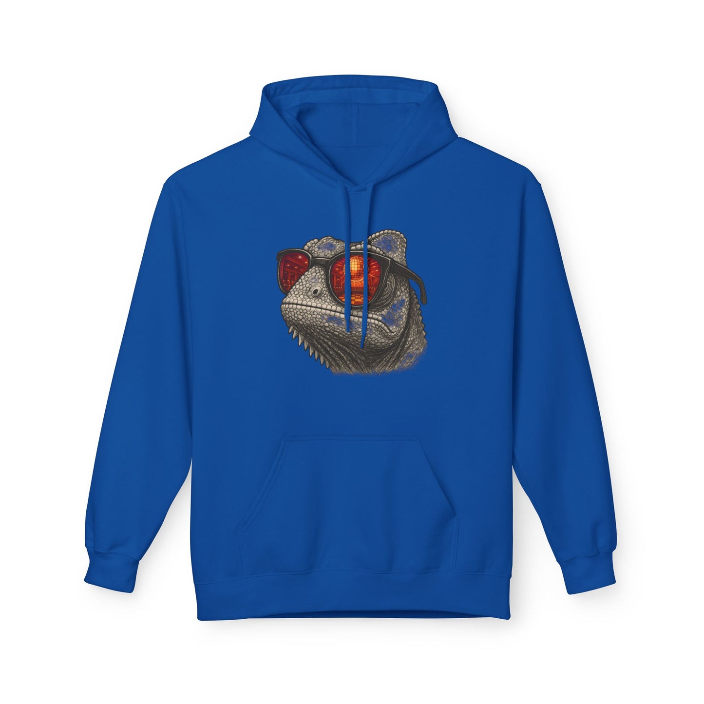 Chamäleon Hoodie Unisex (Brustprint) – Retro Tiermotiv mit Sonnenbrille & Disco-Design – Lustiger Kapuzenpullover für Festival, Streetwear & Geschenkideen