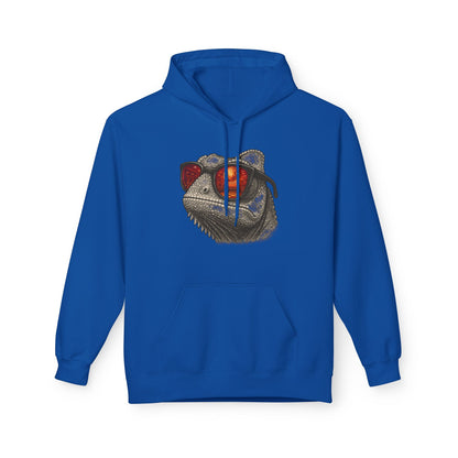 Chamäleon Hoodie Unisex (Brustprint) – Retro Tiermotiv mit Sonnenbrille & Disco-Design – Lustiger Kapuzenpullover für Festival, Streetwear & Geschenkideen