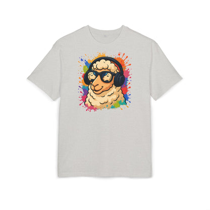 Cooles Schaf T-Shirt (Brustprint) – Lustiges Streetwear Shirt mit Kopfhörer-Schaf & Farbspritzer-Design | Unisex