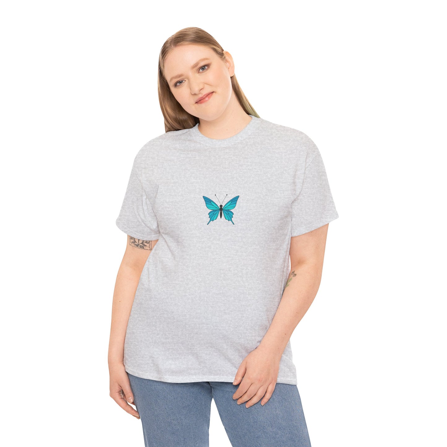 Blauer Schmetterling T-Shirt Unisex (Brustprint) – Farbintensives Butterfly Design | Natur-inspiriertes Shirt aus Baumwolle