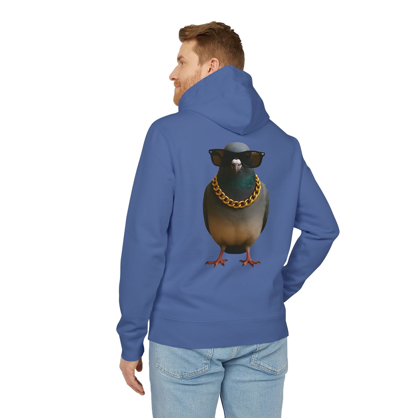 Gangster Taube Hoodie (Rückenprint) – Lustiger Streetstyle Kapuzenpullover mit Vogel Motiv – Oversize Unisex Hoodie für Herren & Damen