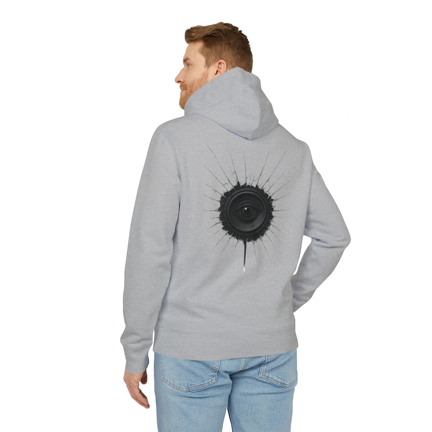 Surreal Sound Hoodie – Unisex Kapuzenpullover mit Lautsprecher-Auge Motiv im Black & White Kunststil