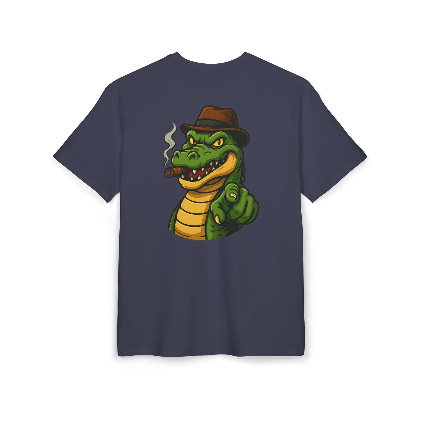 Gangster Alligator T-Shirt (Rückenprint) – Cooles Unisex Shirt mit Zigarren-Krokodil im Retro Comic Style