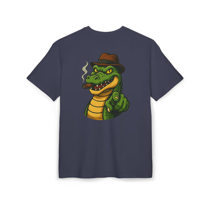 Gangster Alligator T-Shirt (Rückenprint) – Cooles Unisex Shirt mit Zigarren-Krokodil im Retro Comic Style