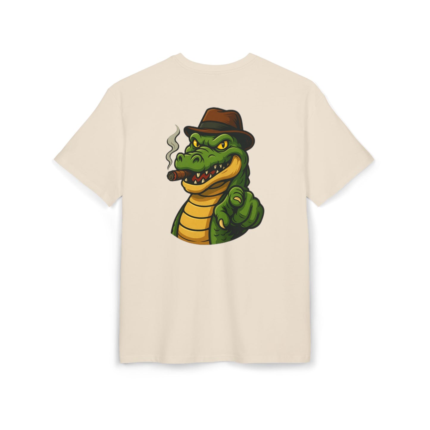 Gangster Alligator T-Shirt (Rückenprint) – Cooles Unisex Shirt mit Zigarren-Krokodil im Retro Comic Style