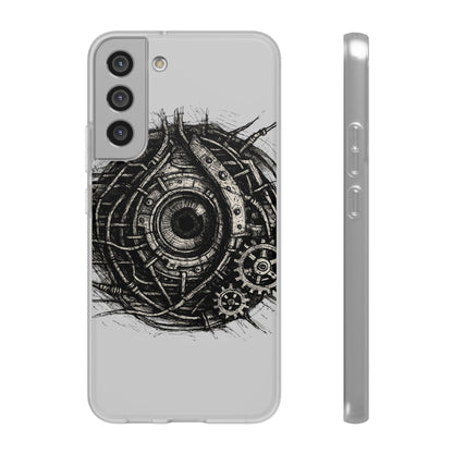 Biomechanisches Auge Handyhülle – Futuristisches Cyberpunk Design mit Zahnrädern & Kabeln | Schutzhülle für iPhone & Android