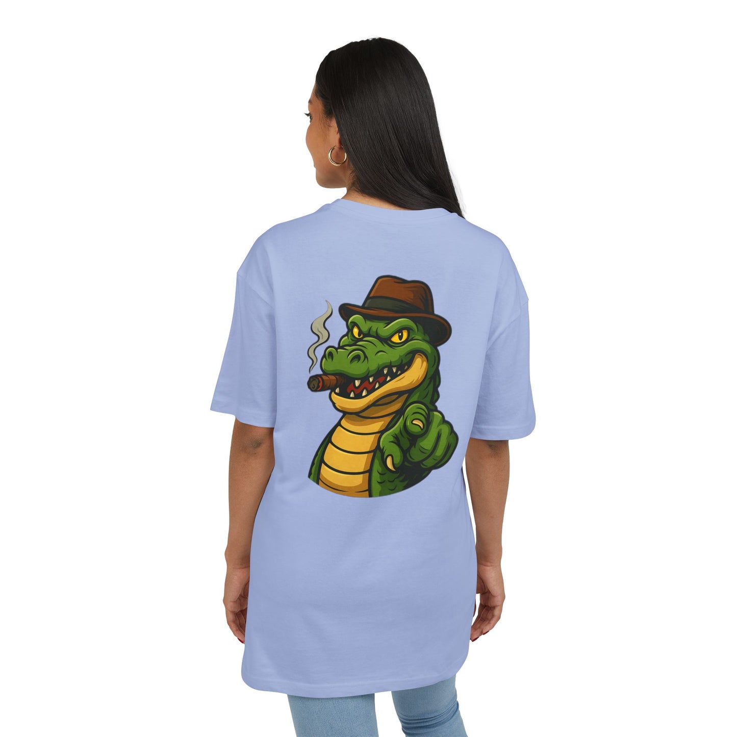 Gangster Alligator T-Shirt (Rückenprint) – Cooles Unisex Shirt mit Zigarren-Krokodil im Retro Comic Style