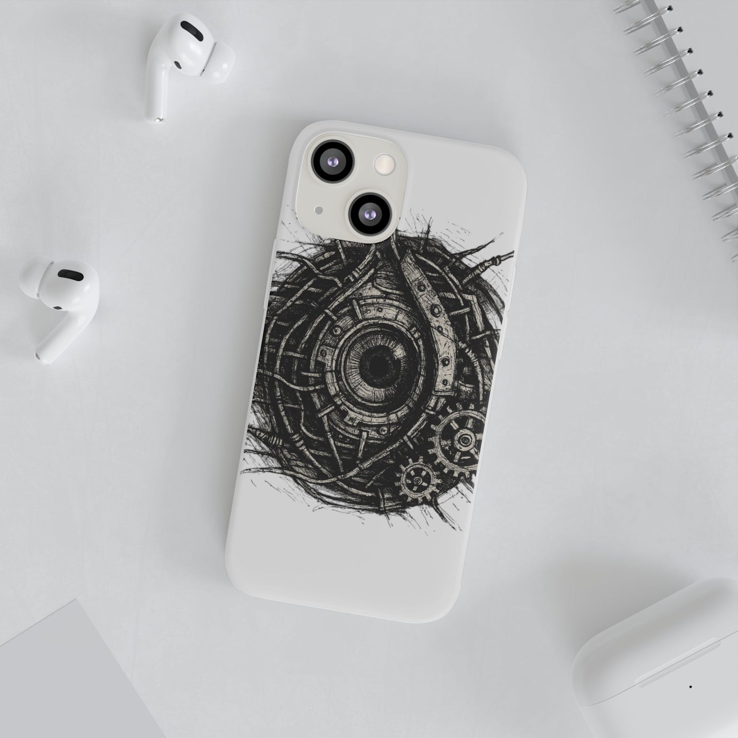 Biomechanisches Auge Handyhülle – Futuristisches Cyberpunk Design mit Zahnrädern & Kabeln | Schutzhülle für iPhone & Android