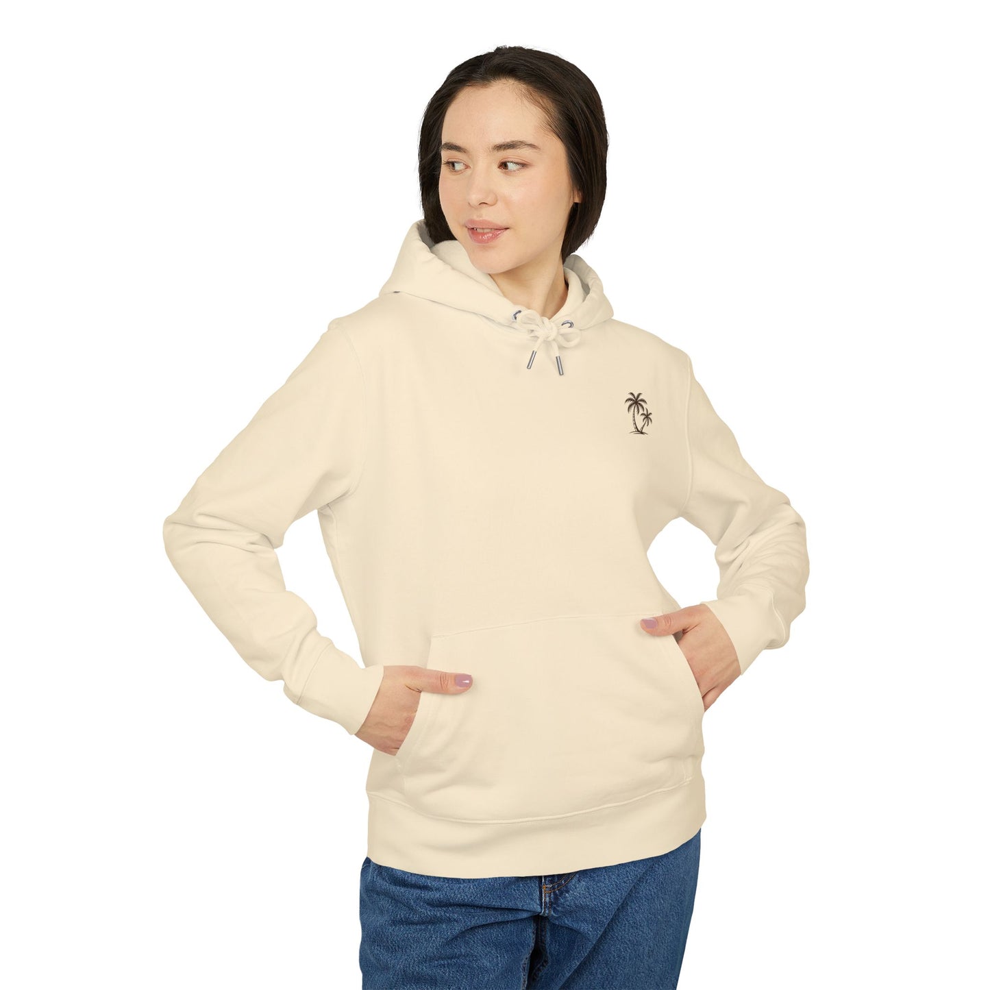 Palmen Hoodie Unisex (Rückenprint) – Tropischer Kapuzenpullover im Strand-Design | Sommerlicher Boho Look aus Baumwolle