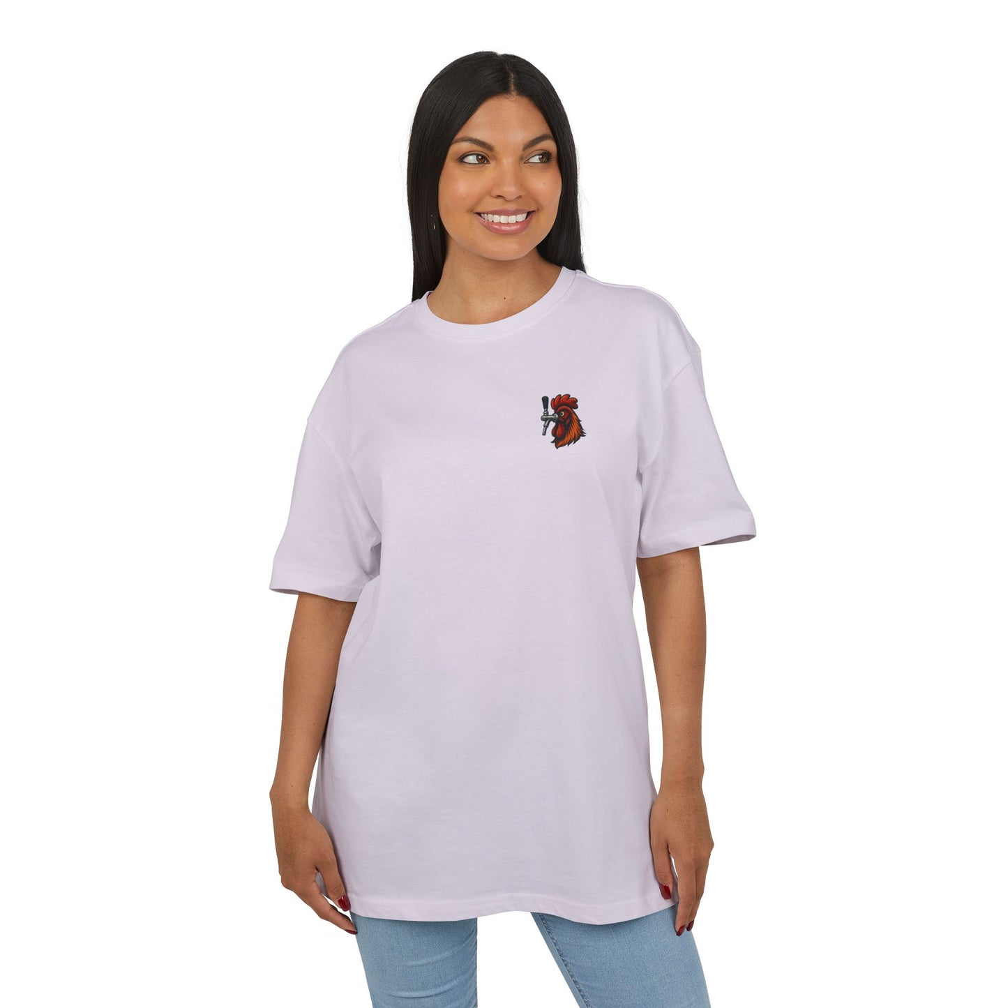 Bierhahn T-Shirt (Brustprint) – Lustiges Hahn mit Zapfhahn Motiv für Bierliebhaber & Grillfans – Unisex Funshirt