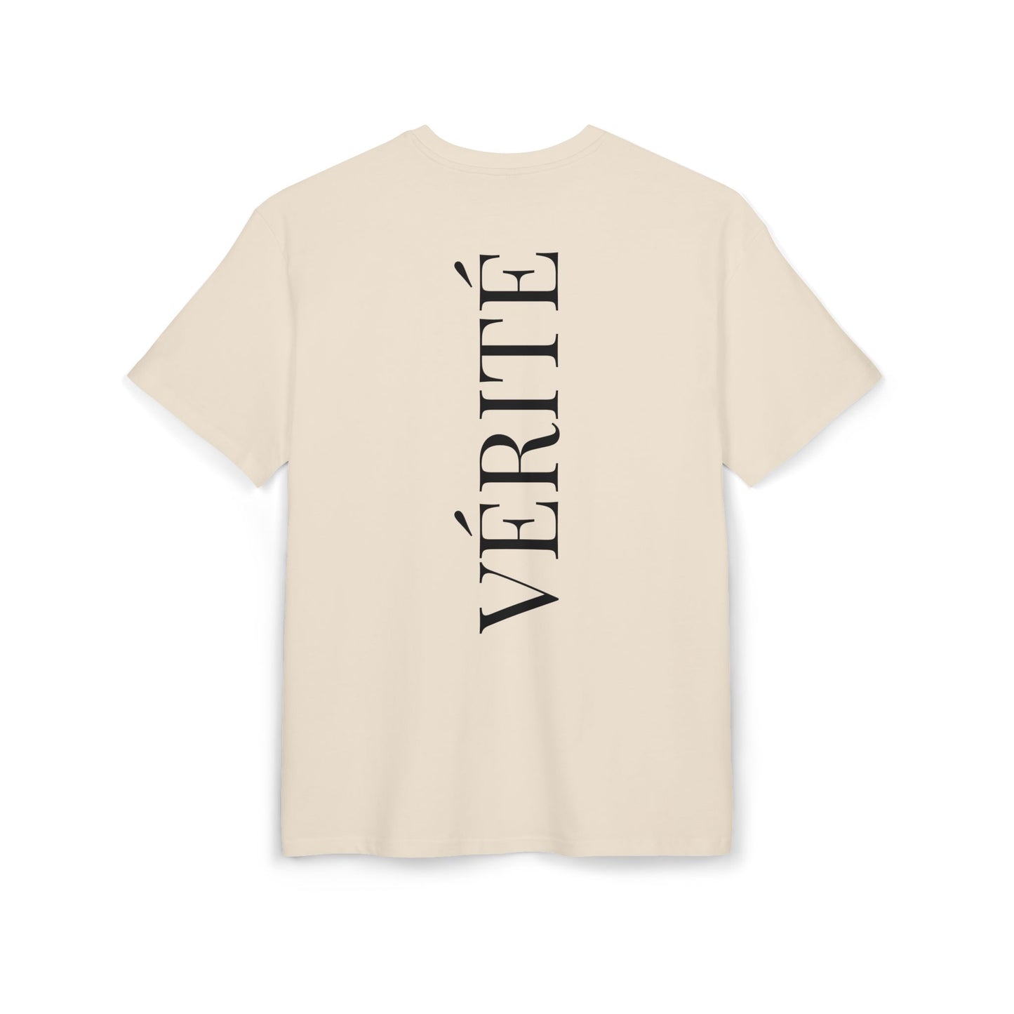 Stylisches T-Shirt mit Aufschrift ‘Vérité’ (Rückenprint) – Minimalistisches Design für Modebewusste