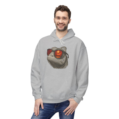 Chamäleon Hoodie Unisex (Brustprint) – Retro Tiermotiv mit Sonnenbrille & Disco-Design – Lustiger Kapuzenpullover für Festival, Streetwear & Geschenkideen