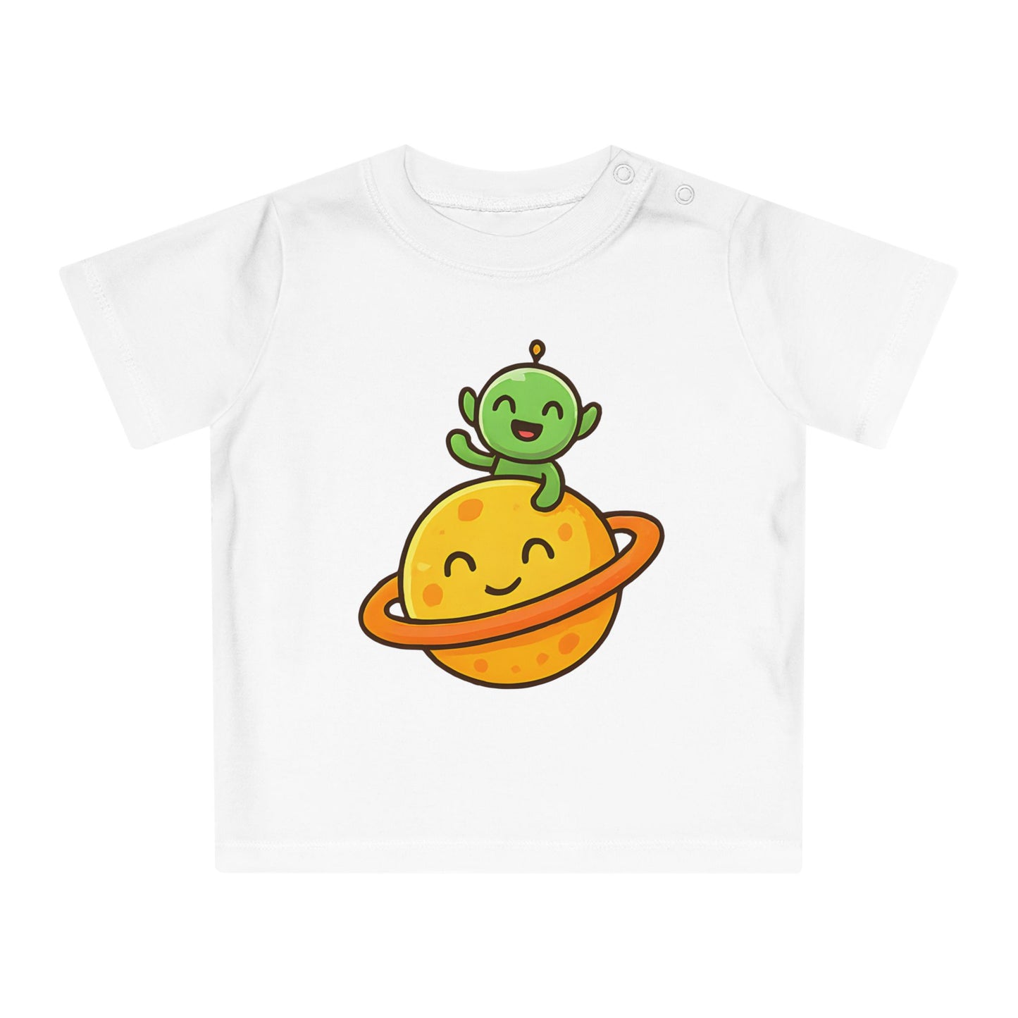 Baby T-Shirt „Space Buddy“ – Süßes Alien & Planet Motiv, Bio-Baumwolle, nachhaltige Weltraum-Babybekleidung