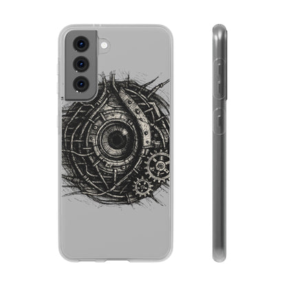 Biomechanisches Auge Handyhülle – Futuristisches Cyberpunk Design mit Zahnrädern & Kabeln | Schutzhülle für iPhone & Android