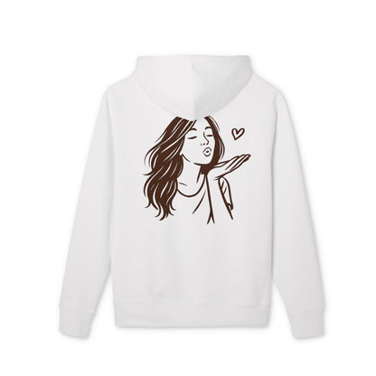 Kusshand Hoodie Unisex (Rückenprint) – Romantischer Love Hoodie mit Herz Motiv, Stylisches Geschenk für Valentinstag & Paare