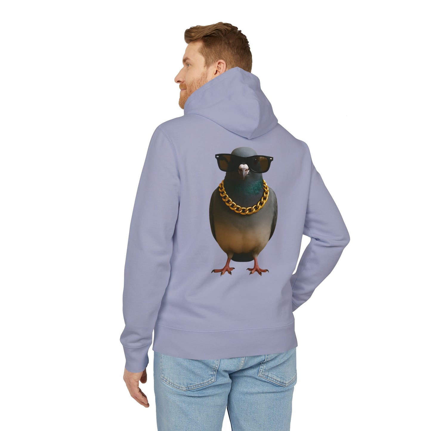 Gangster Taube Hoodie (Rückenprint) – Lustiger Streetstyle Kapuzenpullover mit Vogel Motiv – Oversize Unisex Hoodie für Herren & Damen