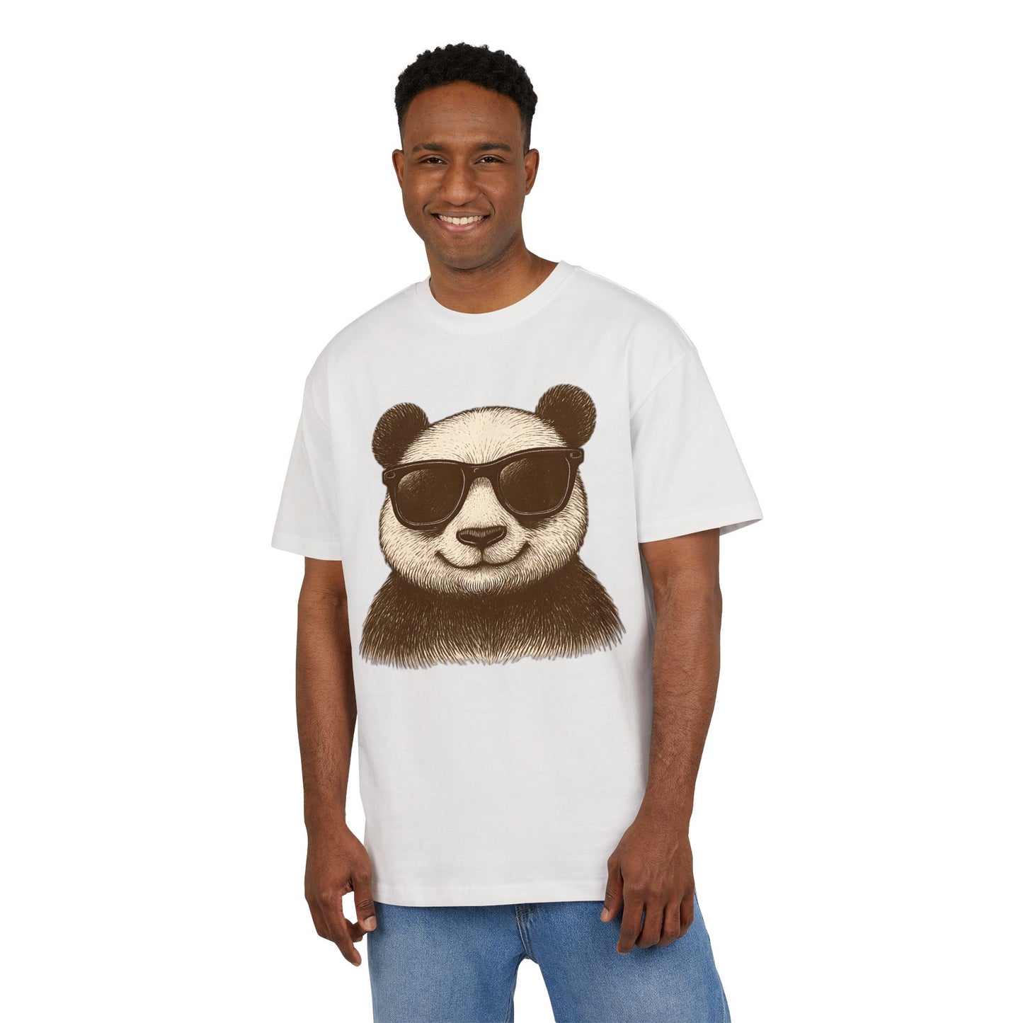 Cooler Panda T-Shirt (Brustprint) – Stylisches Unisex Shirt mit Sonnenbrillen-Motiv im Retro Look