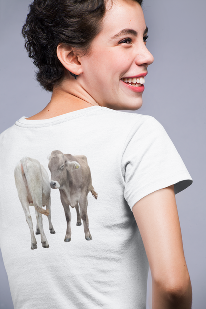 Zwei Kühe - Ein Blick zurück | Lustiges T-Shirt für Tierfreunde & Landeier mit Stil