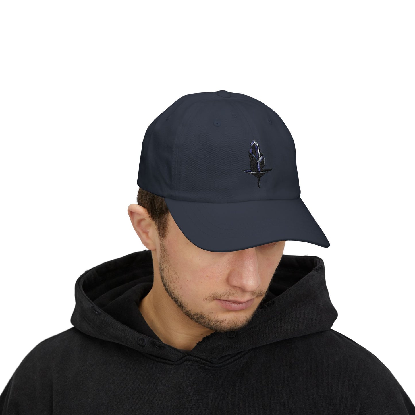 Minimalistische Techwear Cap – Unisex Basecap mit modernem geometrischem Logo im Urban Streetstyle